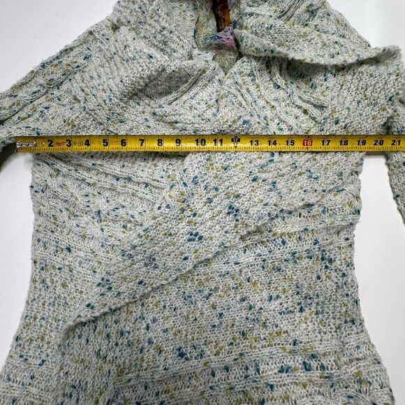 Aratta Silent Journey Open Front Cable Knit Cardigan Size L Large Lace Cuffs - Picture 13 of 16